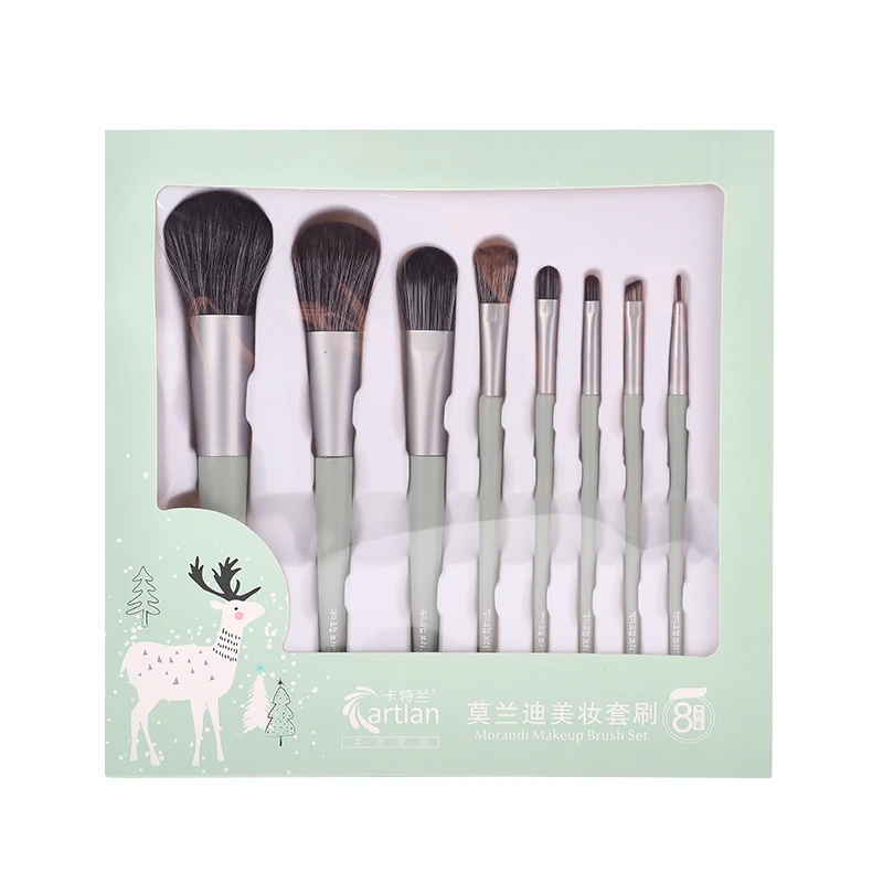 KARTLAN Silver Luxury 9 Pieces Make Up Brushes Synthetic Vegan Professional Makeup Brush Set Private Label