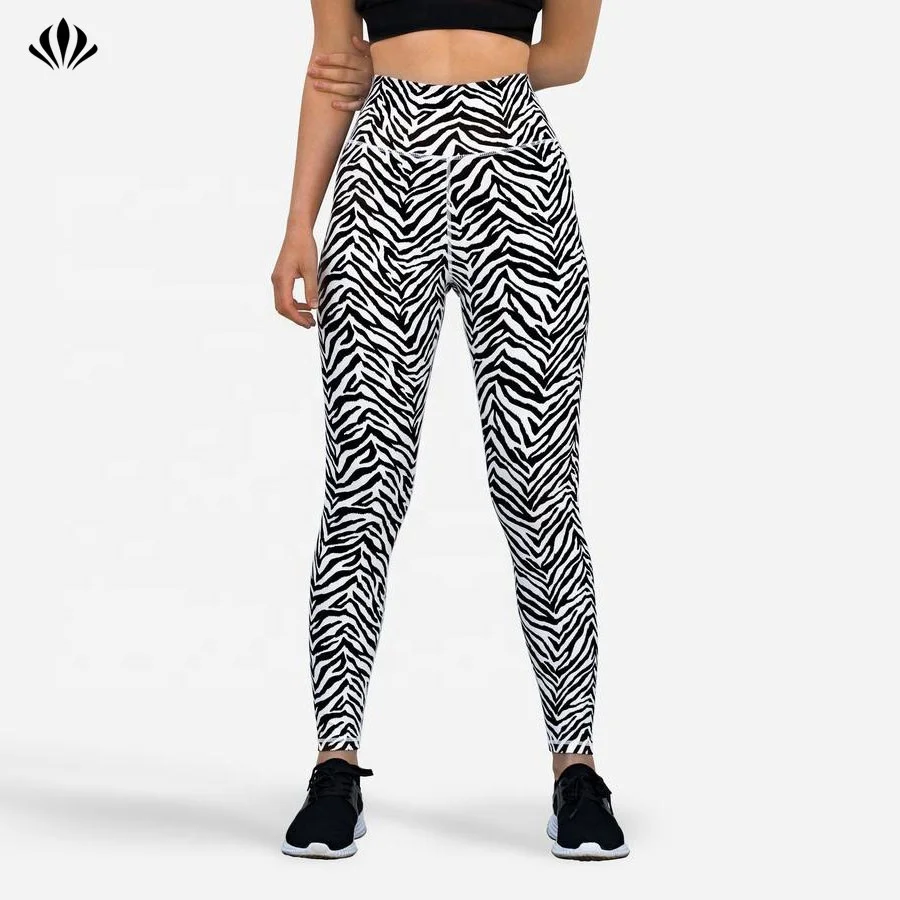 2020 New High Rise Waistband Buttery Soft Squat Proof Leggings Custom Zebra Printed Butt Lift Yoga Leggings