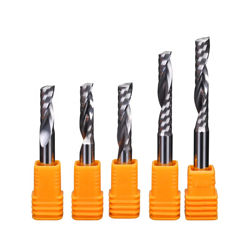 Hot sale 6mm cutting wood Acrylic PVC MDF spiral carbide endmill single one 1 flute end mill router bits woodworking