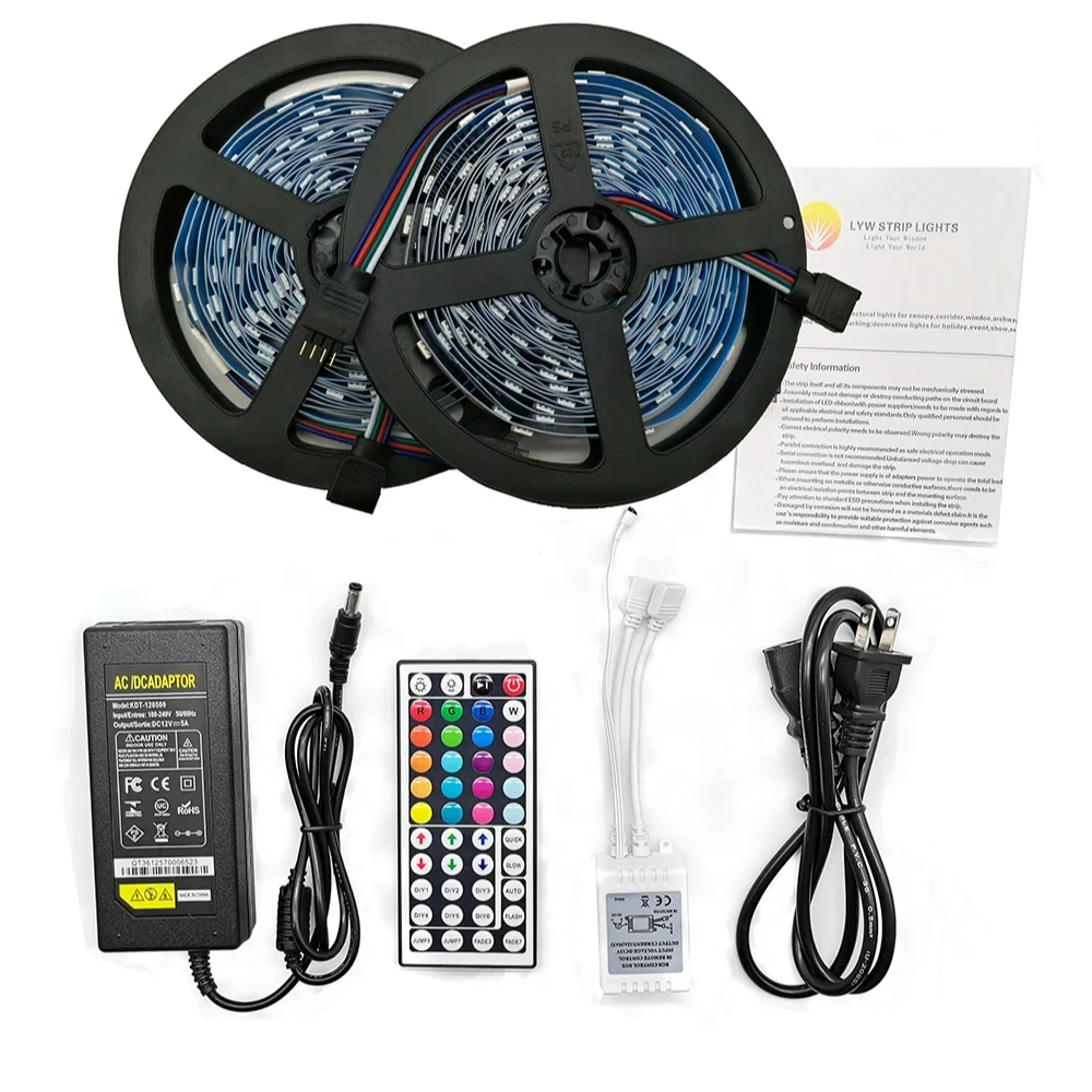 Wi-Fi RGB 5 Meters roll IP65 Waterproof 3528 SMD Multi-color variable 20 led Flexible LED Strip Lights