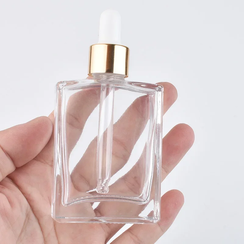 Square 30/50/100ml Tubes Glass Aromatherapy Liquid for Essential Massage Oil Pipette Refillable Bottles Container