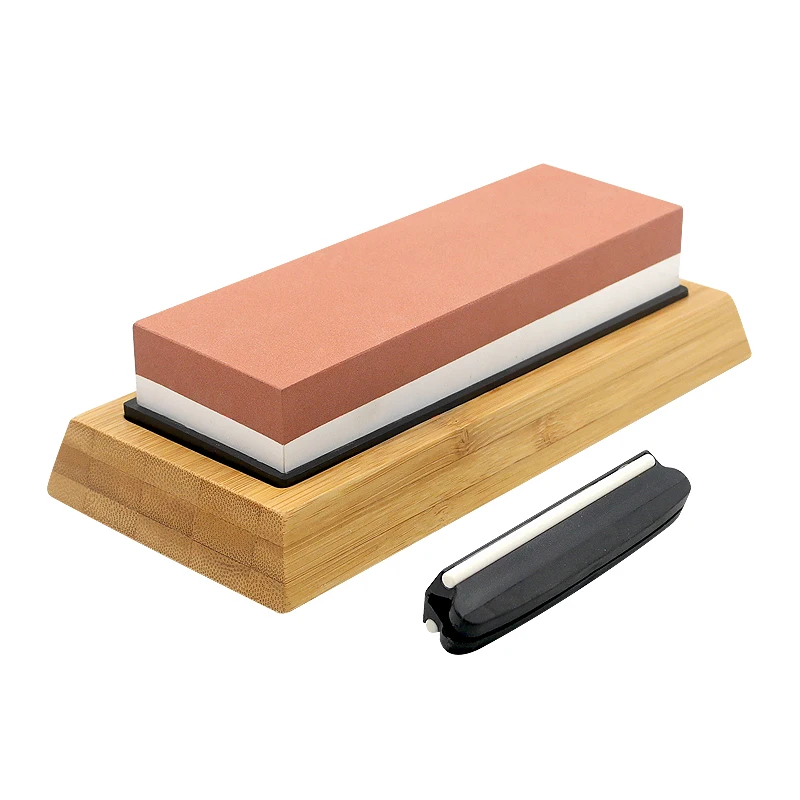  Non-Slip Bamboo и резиновая основа угол руководство 2-сторонняя 1000/6000 точильный камень набор кухонных