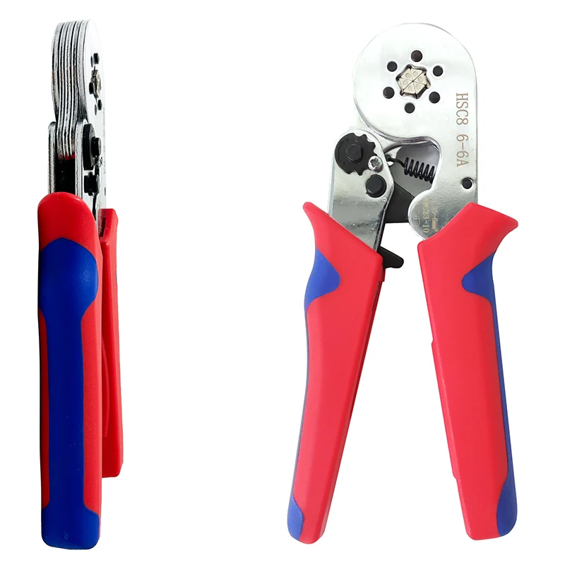 HSC8 6-6a Tubular Terminal Crimping Tools Self-Adjustable 23-7AWG Tool Kit Ratchet Ferrule Crimper Plier