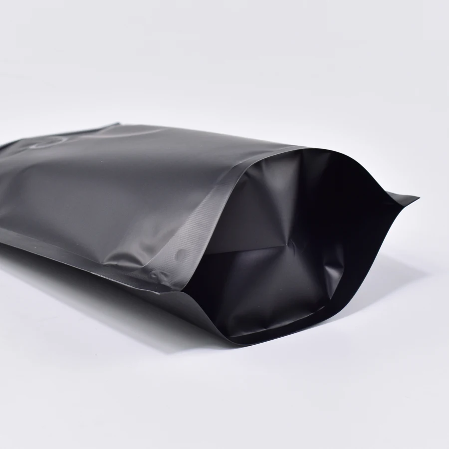 Manufacturer Matte Finish Aluminum Foil Black Stand up Zipper Coffee Bean Bag with Valve