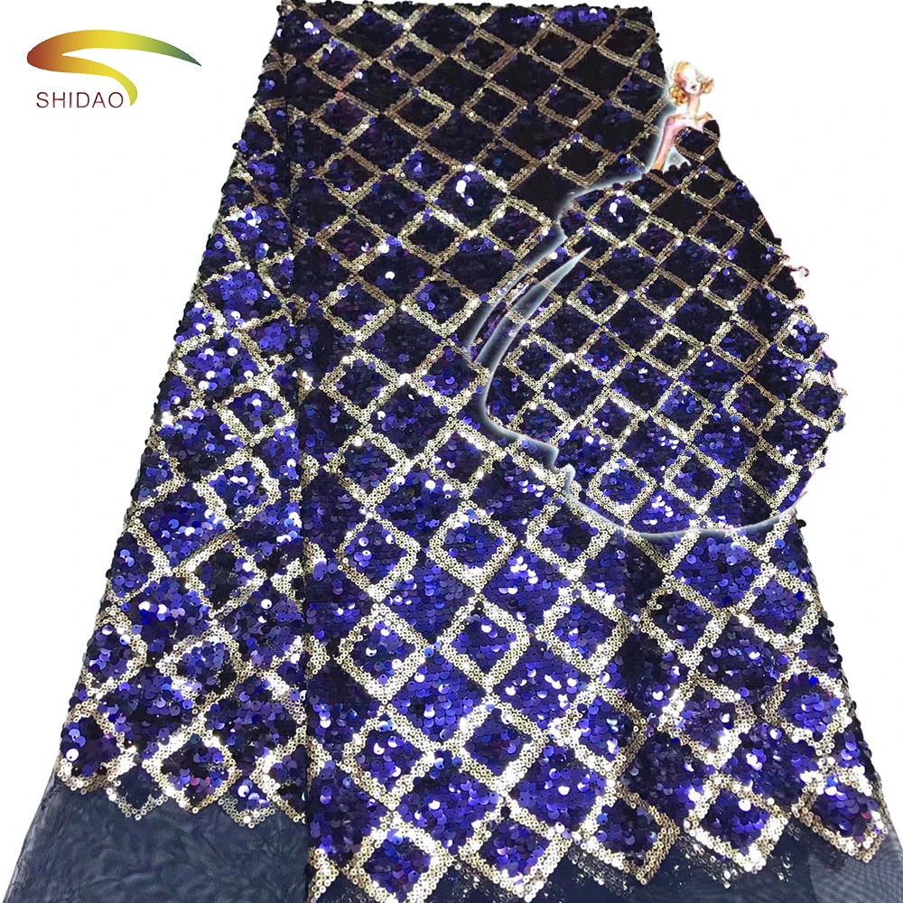 cheap beautiful square embroidery sequin lace fabric for woman dress