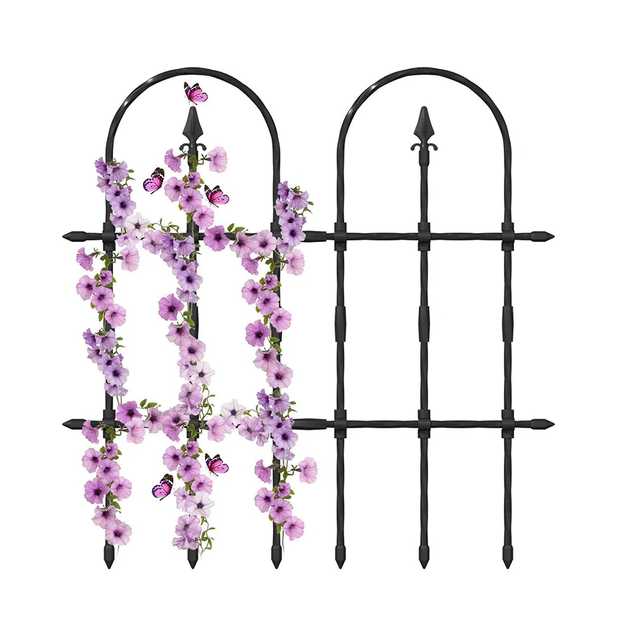 Garden Trellis for Flower Roses Outdoor Iron Powder Coating Garden Fence Rustproof Climbing Plants Plant Support Wall Metal