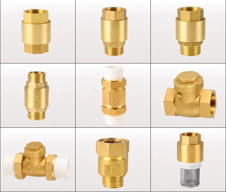 Brass Check Valves Female Threaded Hard Seal Horizontal Swing Spring Liquid Valve Check Hydraulic Check Valves Swing Type 1 Inch