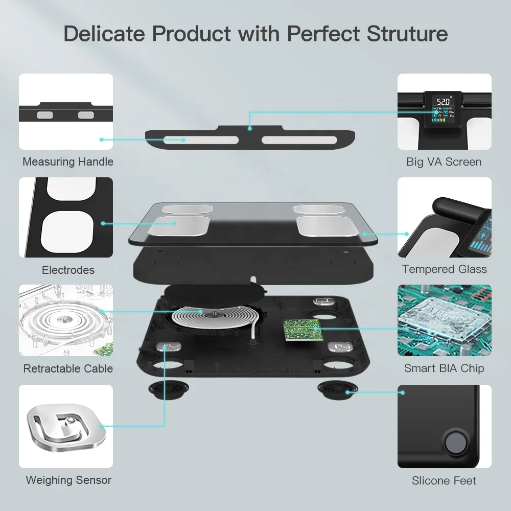 8 Sensor Scale 180kg 396lb Fitness Contact Intelligent Wireless Bmi Electronic Body Fat Analysis Digital Scale