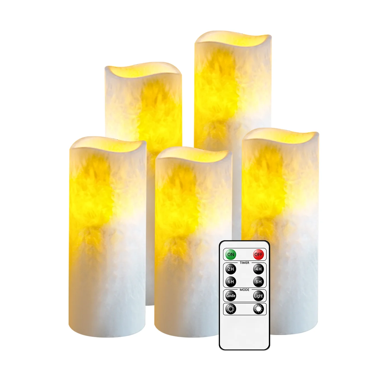 Flameless Flickering Battery Operated Candles green Real Wax Pillar LED Candles with Remote and Cycling 24 Hours Timer