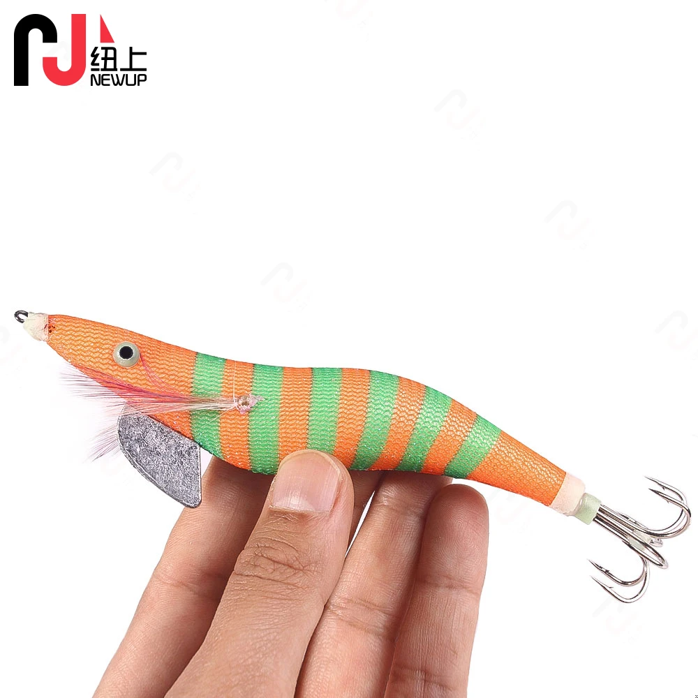 15CM 28G Saltwarter octopus Squid Jigs Lure 4.0# luminous wooden Shrimp fishing EGI squid jig lure