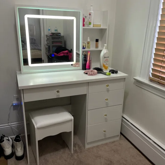 Bedroom Vanity Table with Stool and Mirror Make up Table with Mirror and Cabinet Customized Dressing Table Bedroom Furniture