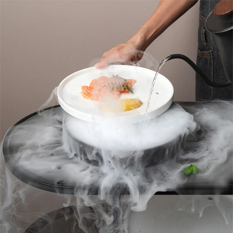 2024 Other Hotel & Restaurant Sushi Plates & Dishes Molecular Gastronomy Dry Ice Dishes High Quality Matt Ceramic Dry Ice Plate