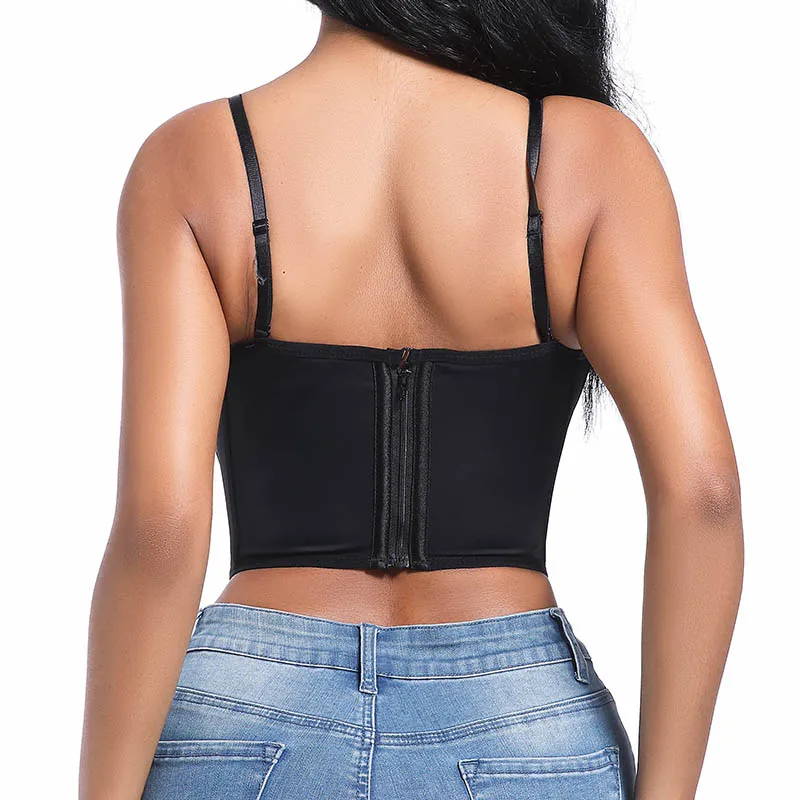 Going Out Party Bodyshaper Crop Top Overbust Black Vintage Corset Plus Size  Zip Back Bustier Plus Size Corset Tops for Women
