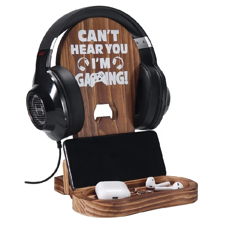 Gamer Gifts for Teenage Boys Gaming Accessories Wooden Gaming Headset Stand