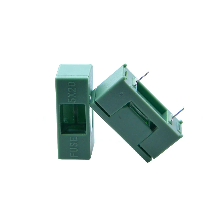 Factory Mini Plastic Mounted 24.35*9.35mm Bayonet Type Fuse Holder With Cover Green Color Pcb Terminal Foot Distance