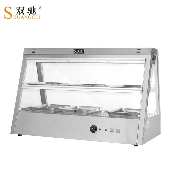Full stainless steel KFC use glass display cabinets commercial  hot food display cabinets fried chicken warmer