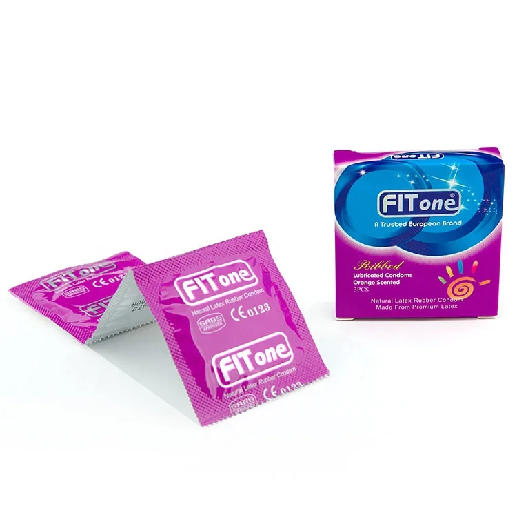 Fitone Latex Male condom ribbed condoms with orange scented