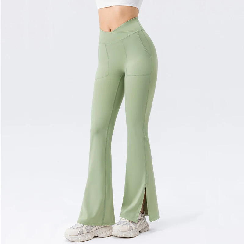 High Quality Hip Lift Wide Leg Breathable Fitness Sports Gym Workout  long sexy tight flare yoga pants for women