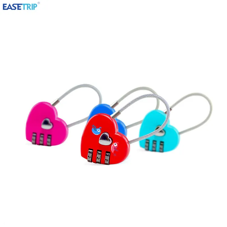 Best Travel Backpack Cable Metal Cord Password Padlock Luggage Bag Heart Shape Love Lock