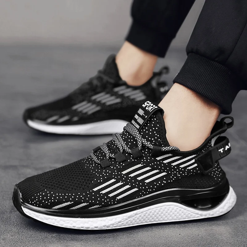 OEM ODM Wholesale Designer Brand Sport Shoes Men Custom Logo Flying Woven Running Athletic Casual Shoes for Men