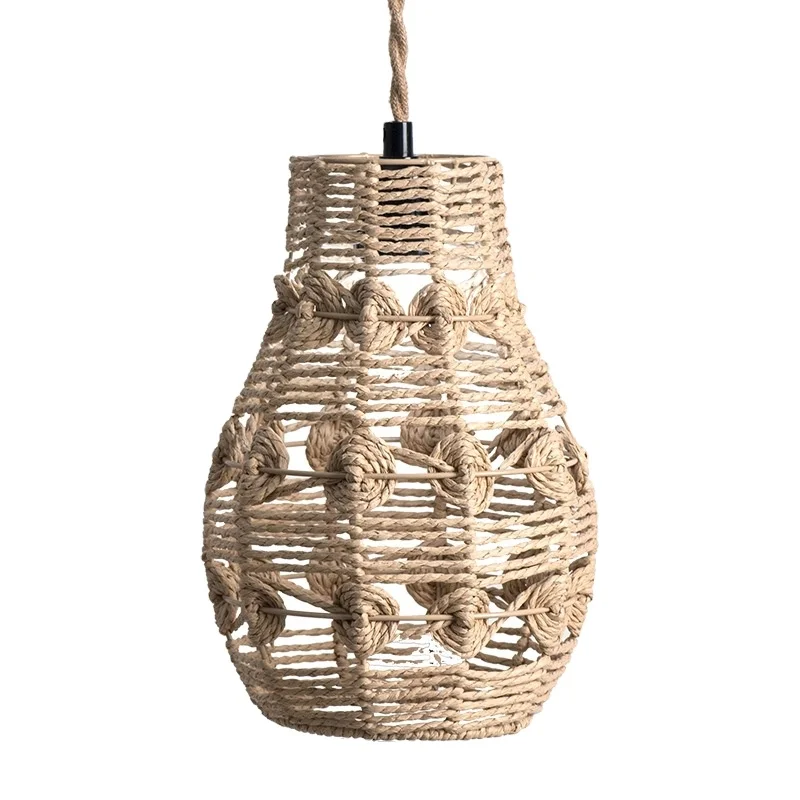 Винтажный тканый вручную абажур из бумажной веревки для крыльца отеля, ресторана, бара, дома, украшения, запутанные абажуры