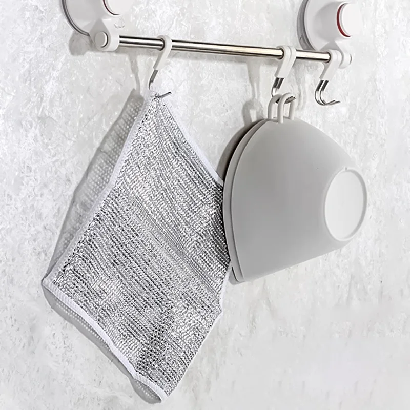 Kitchen Powerful Cleaning Silver Wire Dishwashing Rags Metal Wire Dishcloth Cleaning Cloth