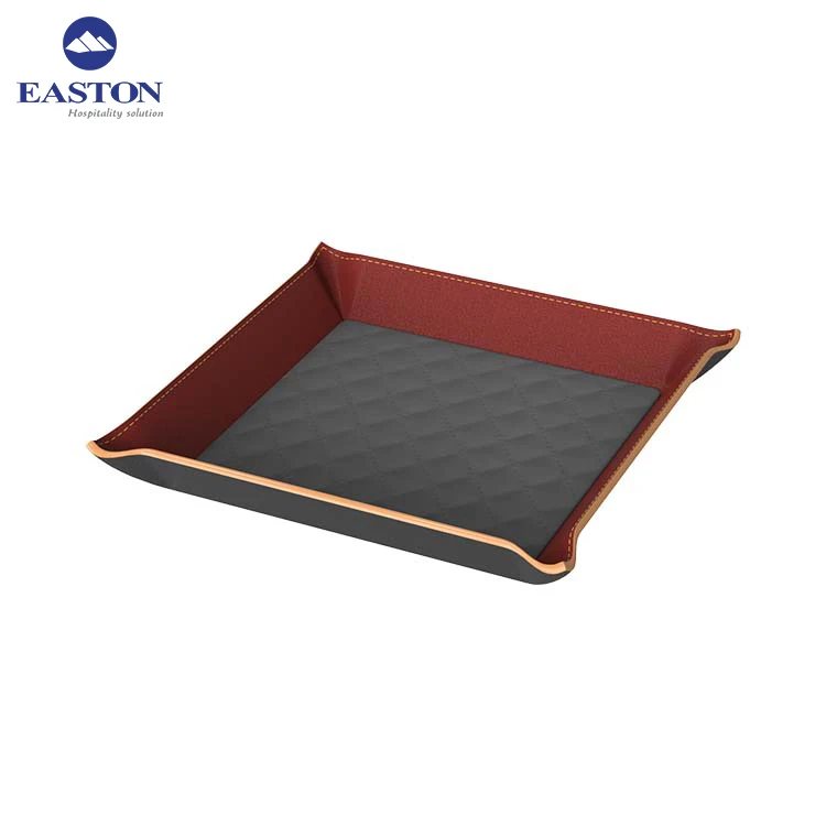 Hot sale guest room luxury square shape leatherette hotel logo custom candy box wholesale