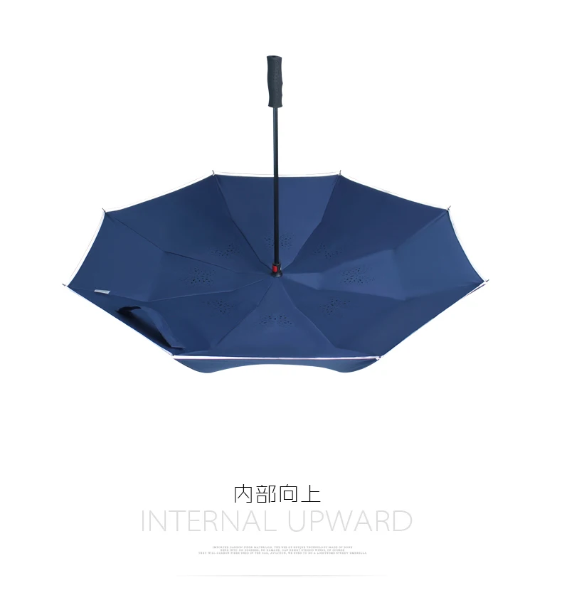 2022 Double layer Car Reverse Manual open straight handle reflective edge Inverted Umbrella