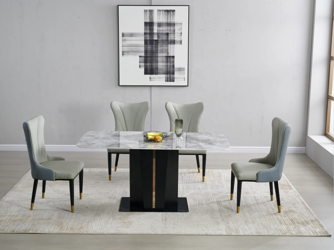 Factory Price Sale Dining Room Luxury European Restaurant Natural Marble Classic Furniture Table Set Dining