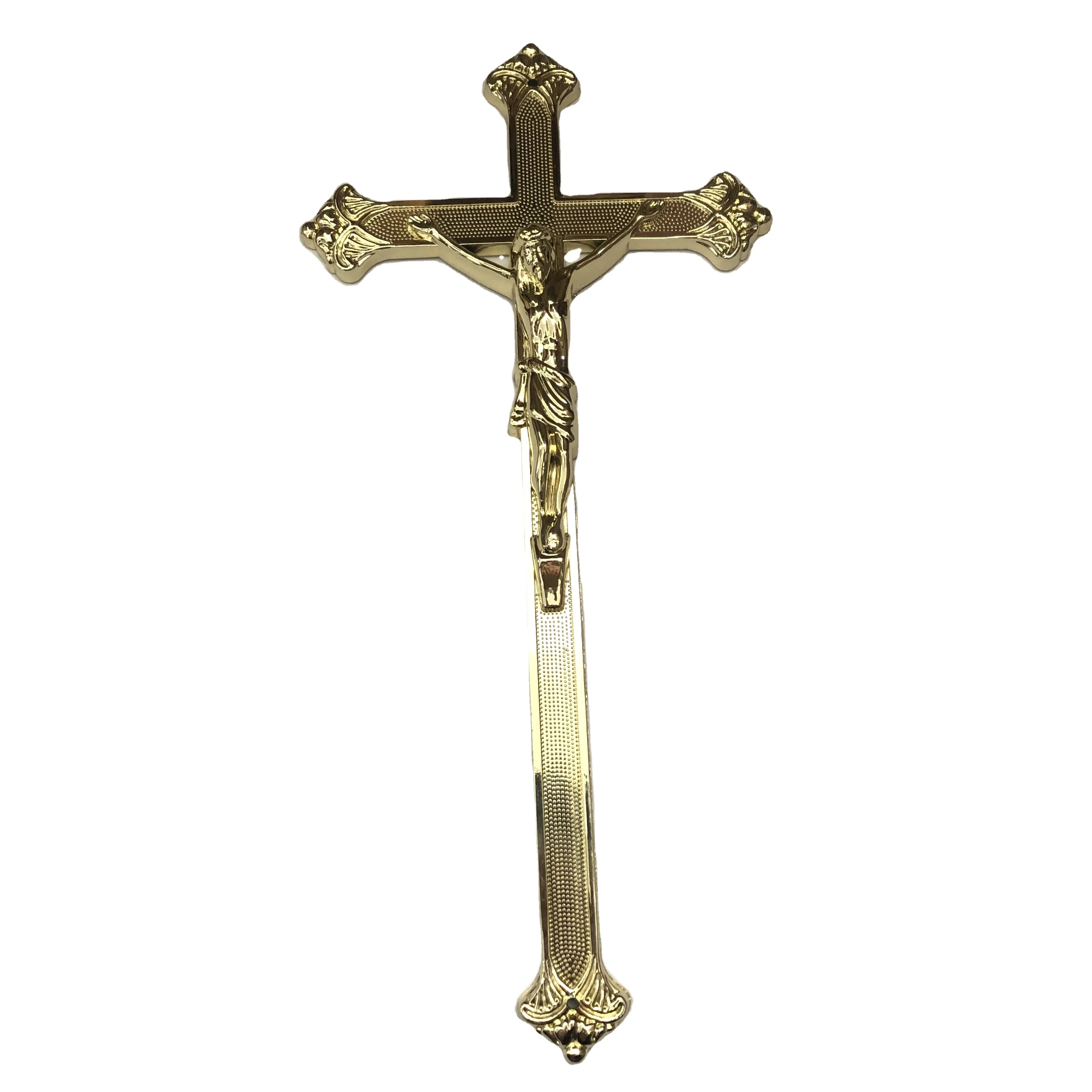 W-Jesus8# PP Coffin Cross Crucifix Metal funeral casting accessories supplies cross crucifix jesus and christ for coffin tombsto