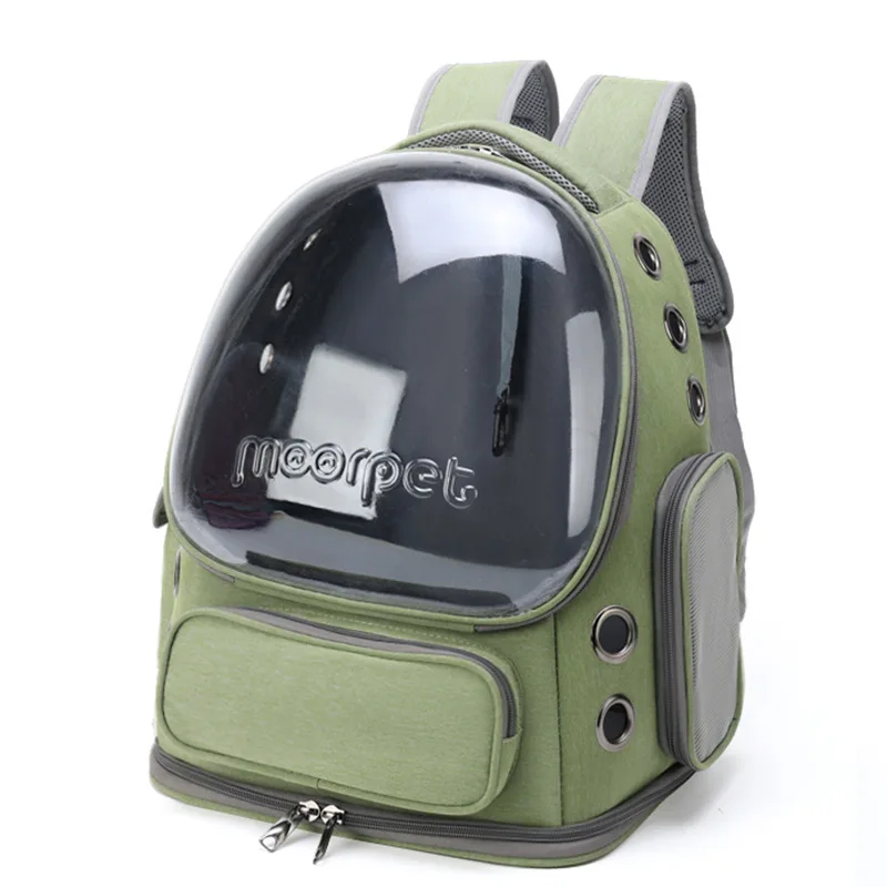 Cat pet bag for outdoor use, portable dual shoulder breathable space cabin viewing pet bag, large space dog bag