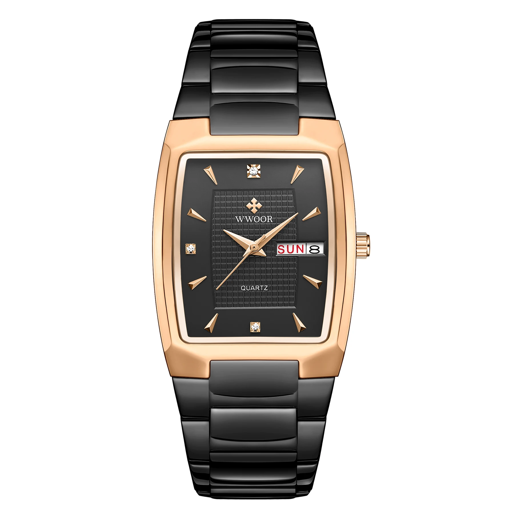 New Arrival WWOOR 8837 Gold Quartz Mens Watches Square Fashion Business Watch Waterproof
