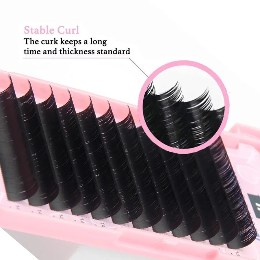 0.20 Fake Mink Flat Eyelash Extension Cashmere Silk Individual Eyelashes Split Tips Classic Flat Eyelashes Semi Permanent Lashes
