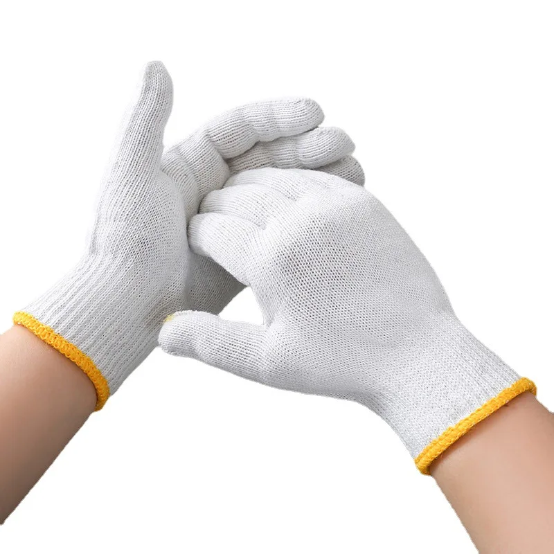 10G Custom Design White Labor Reusable Pure Cotton Knitted Safety Gloves for building working