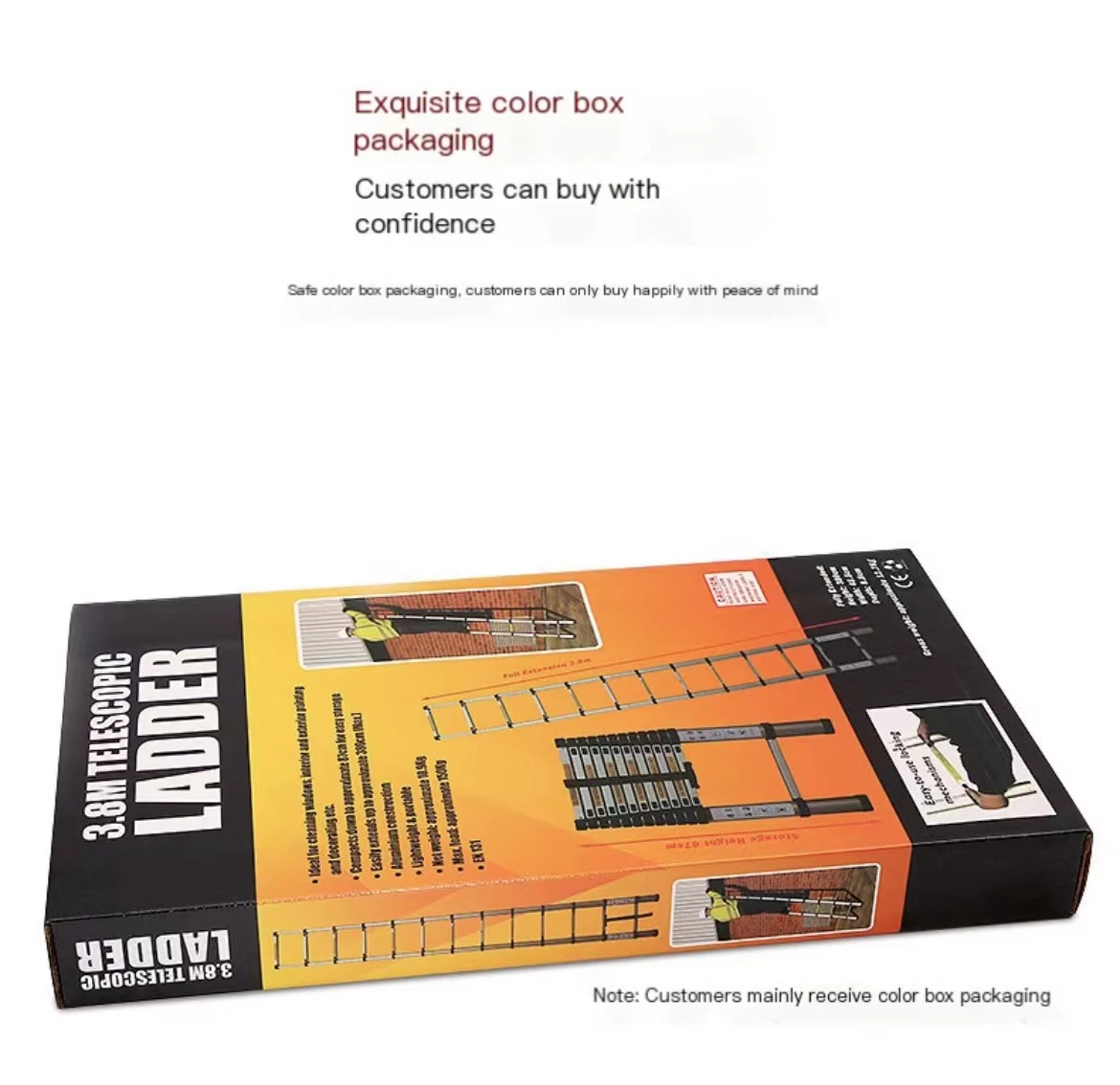 EN131 approved 3.8m foldable aluminum ladder portable bamboo joint ladder extendable household ladder