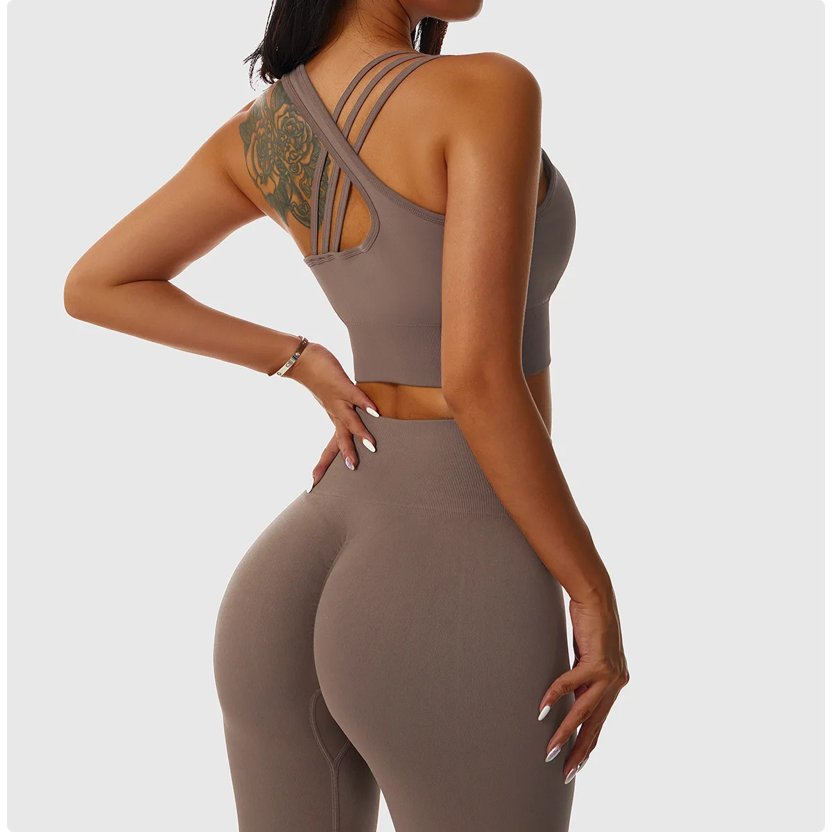 5 Piece Athletic Seamless Yoga Wear Leggings Set Scrunch Bum Gym Set for Women Workout Yoga Sets Fitness Women Plus Size