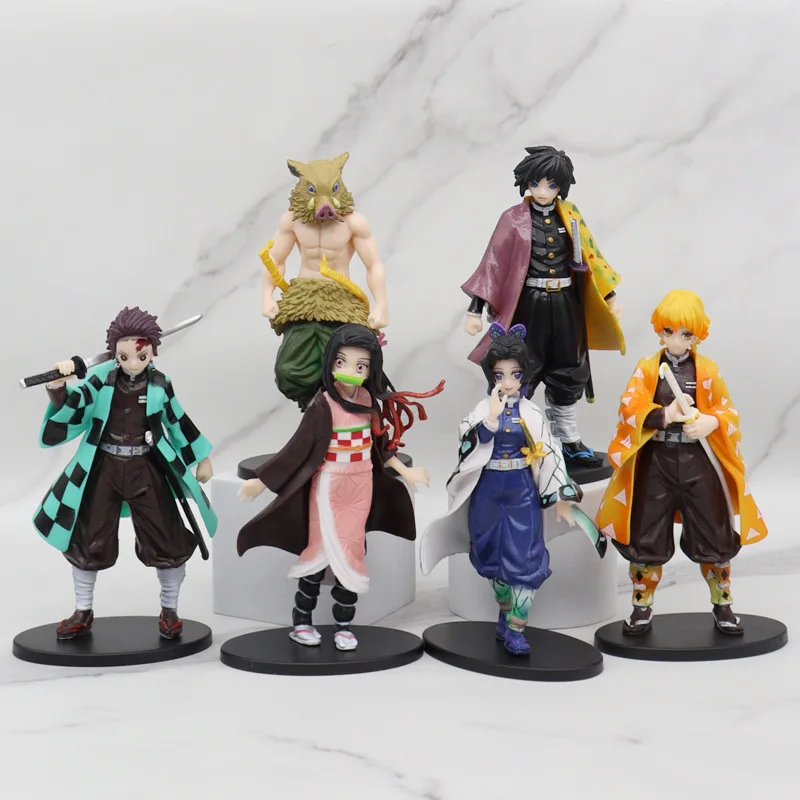 Anime Demon Slayer Figure Kamado Tanjirou Nezuko Action Figures PVC Model Toys Zenitsu Figurine Inosuke Kimetsu No Yaiba Figura