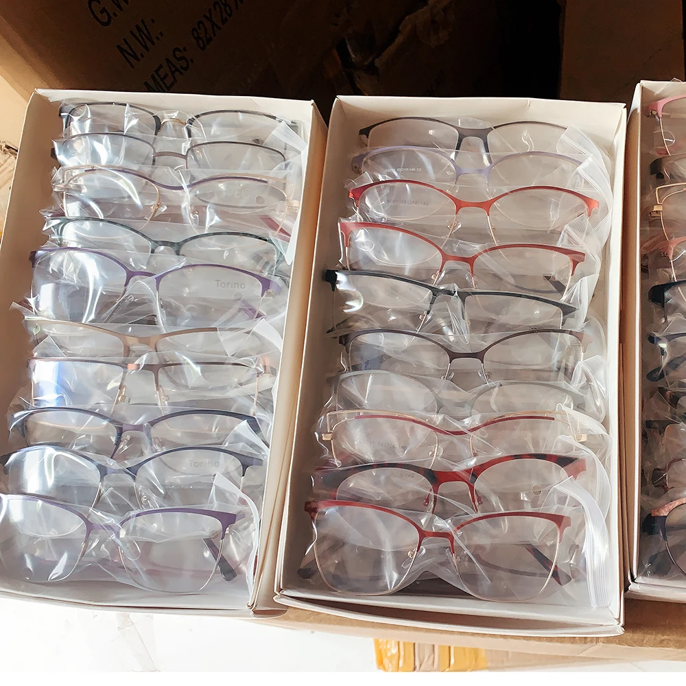 Mixed Stock Stainless Steel Glasses Frames Assorted And Colorful Metal Stock Eyeglasses