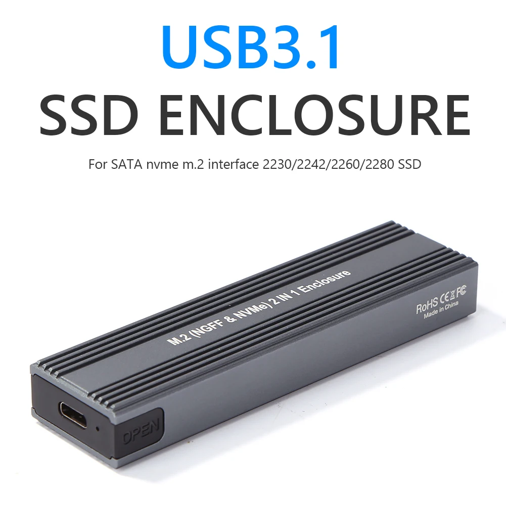 Корпус внешнего жесткого диска Usb3.1 Type C 10 Гбит/с m2 sata/pcie двойной протокол ngff Ssd B M key M.2 Nvme корпус