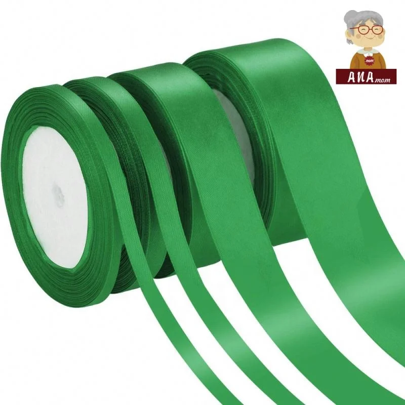 Wholesale high quality solid color factory price gift accessory custom brand name logo 100%polyester white gold red satin ribbon