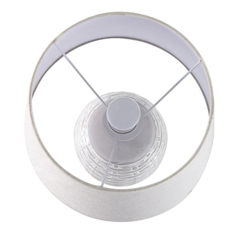 New Style European Design Rattan Pattern Ceramic Desk Table lamp for Indoor Room Decor