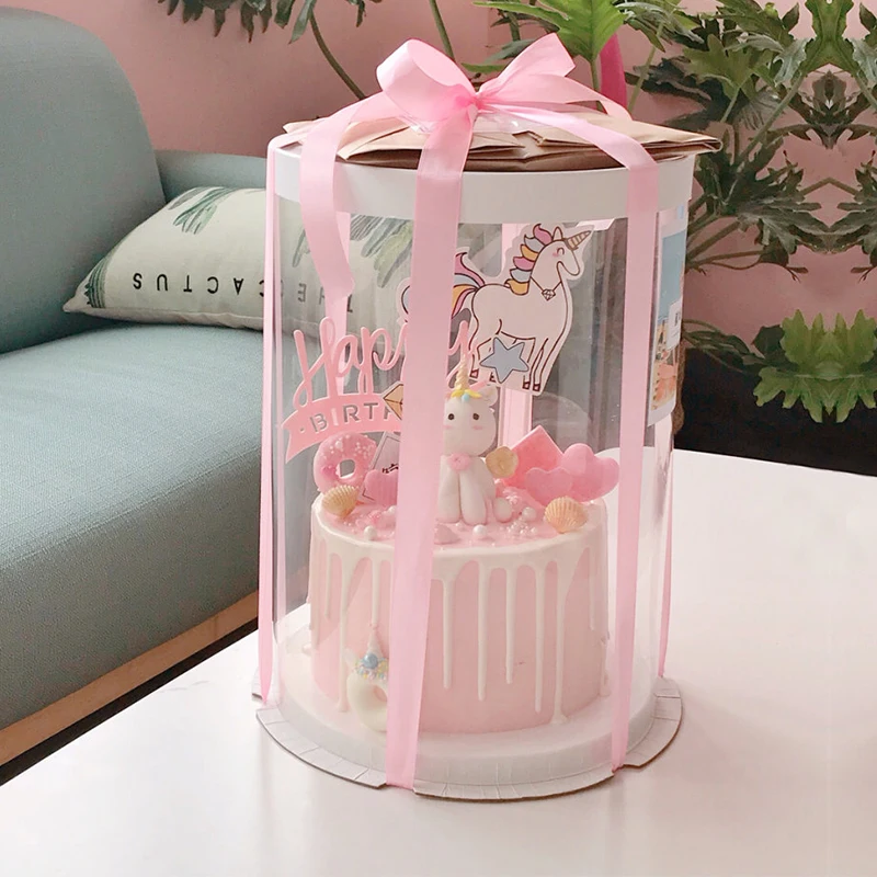 6 8 10 Inches Wholesale Custom Multi-size Transparent Tall Cake Boxes Bakery Clear Round Cake Box Packaging