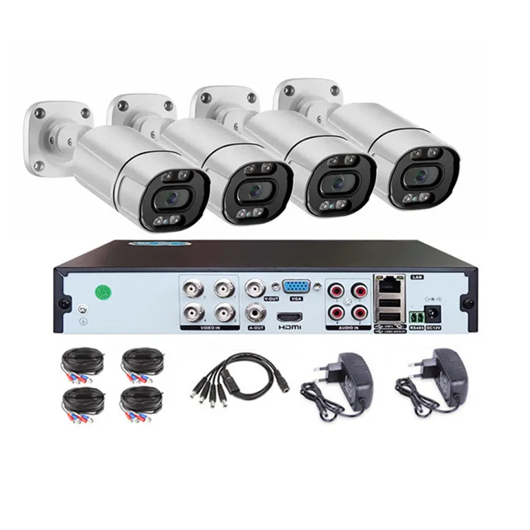 2MP 1080P AHD Warm Lights Color Night Vision CC TV Full Set Security 4 Channel CCTV DVR Camera System
