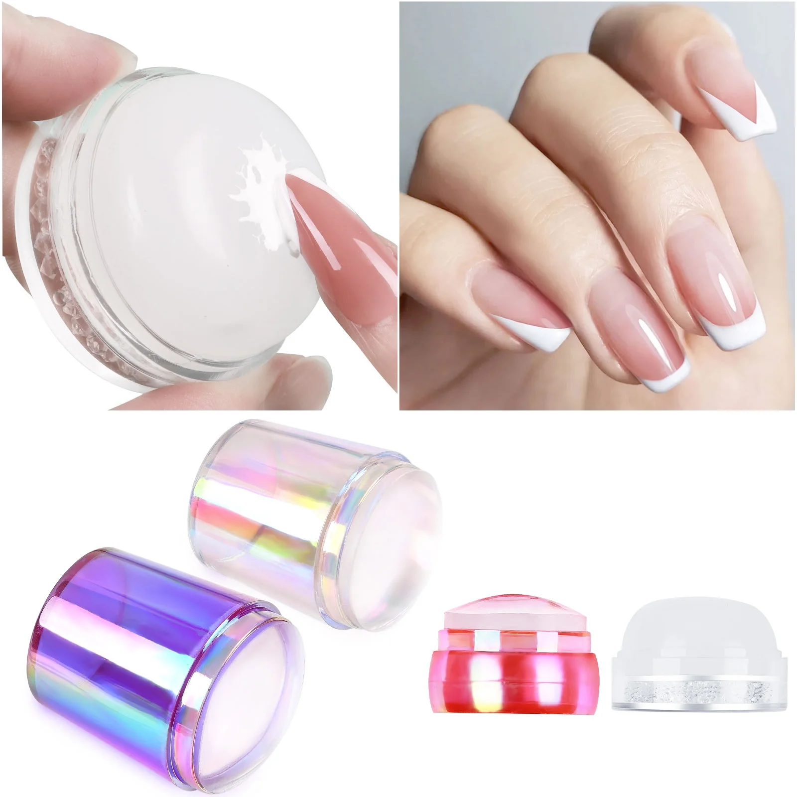 Clear Nail Silicone Stamper French Design Printing Transferring Template Nail Tools Manicure Accessory