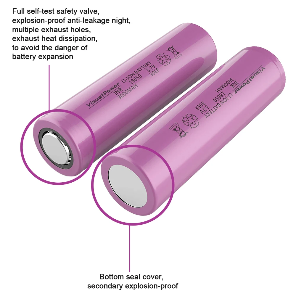 18650 2000Mah 2600Mah 3000Mah 3500Mah Li-Ion Rechargeable Battery For Fun Solar Light Drone Pack