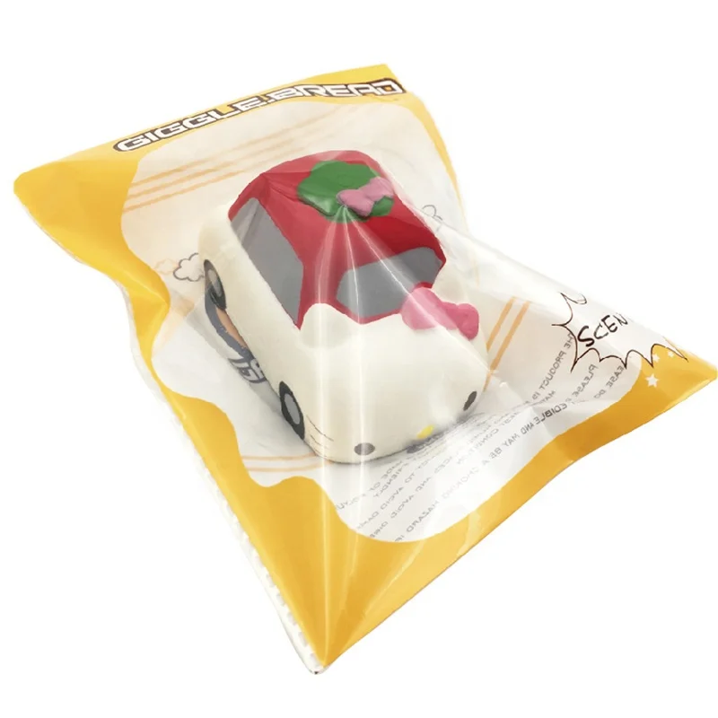 Squishy Car Shape Toy High Quality Mini Kawaii Hello Kitty Cat Squeeze Anti Stress Squishy Car Soft Slow Rising Toys For Kids