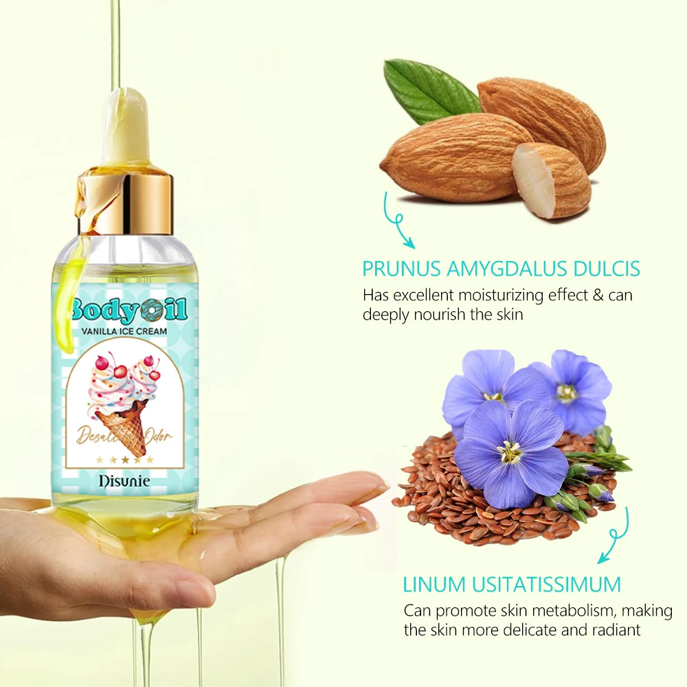 Disunie Wholesale Vanilla Ice Cream Body Organic Essential Oils Skin Brightening Moisturizing Perfume Fragrances Body Oil