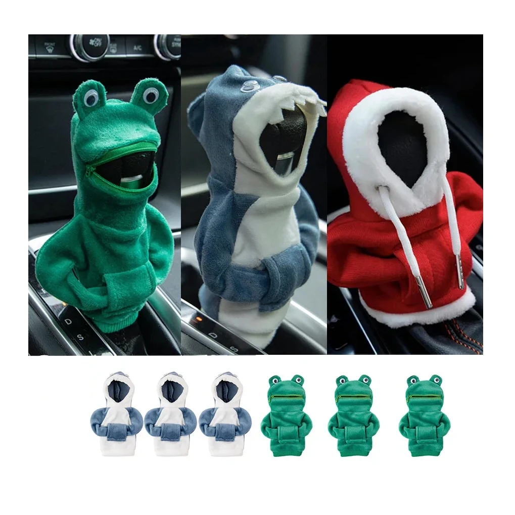 Car Gear Shift Hoodie Knob Cover frog Gearshift Sweater, Mini Shark Gear Stick Car Shifter Hoodie Interior Car Accessories