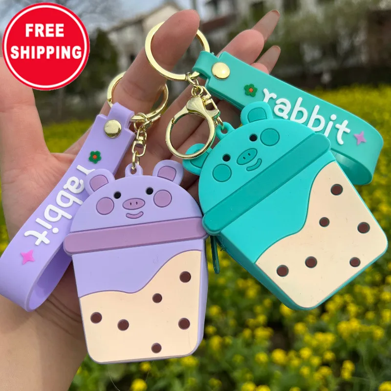 Бесплатная доставка, мультяшный брелок в виде кролика, кошелек для монет, детский мини-пакет Boba с жемчугом и молочным чаем