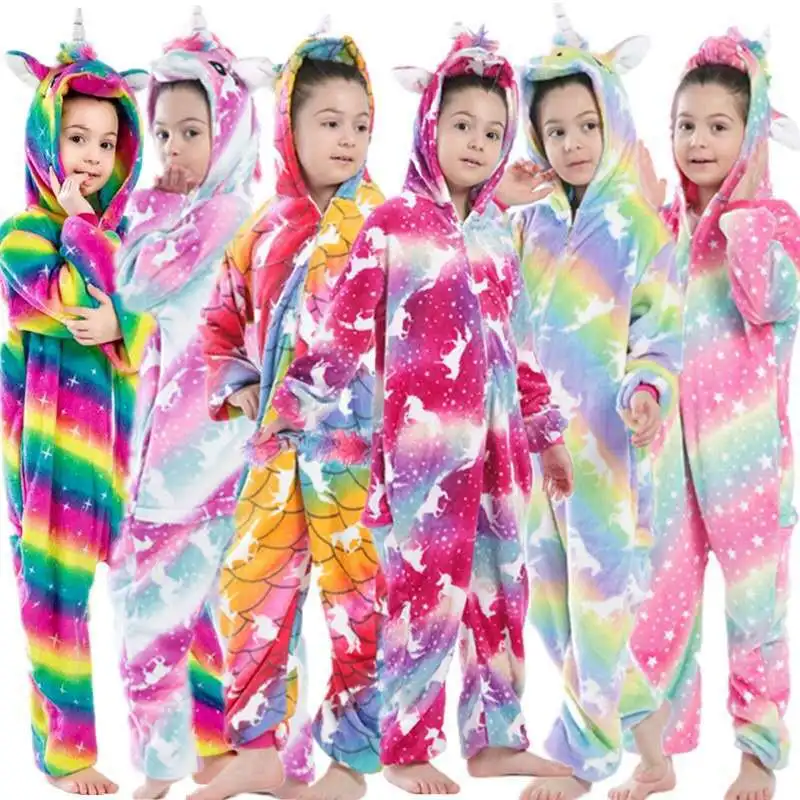 
New Animal Cartoon Pajamas Children Winter Sleepwear Flannel Home Wear Suit Kids Winter nightgown Kid sleepwear 